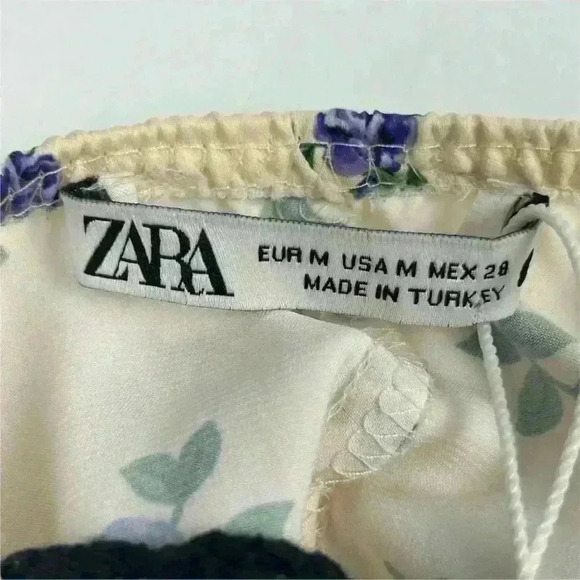 Zara Women's M Satin Floral Maxi Dress Crochet Top Party Cocktail - Picture 10 of 14